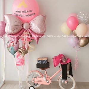 韩国ins少女心蝴蝶结铝膜气球公主仙女粉色party聚会生日布置装扮
