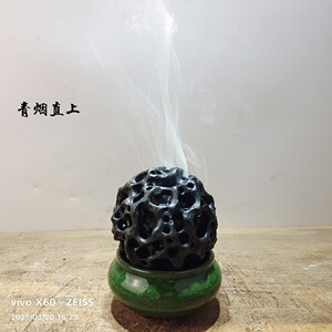 水太湖石龙珠球形石玲珑石球香炉茶桌案宠摆件清供文房灵璧石摆件