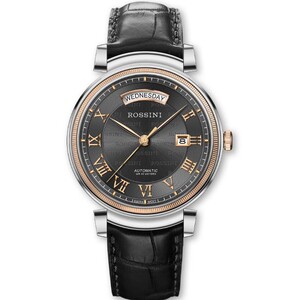 罗西尼(rossini)手表18k黄金表壳不锈钢表带瑞士机芯机械男表5801