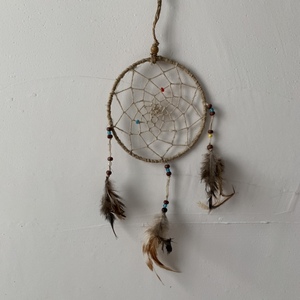 捕梦网经典真羽毛车饰挂饰麻线手工尼泊尔旅行带回麻绳印第安传说