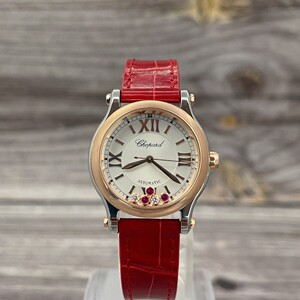 二手正品萧邦快乐钻五钻间玫瑰金30mm透底自动机械女士手表278573