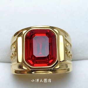 男款红宝石戒指男士闭口指环圈口大小合适