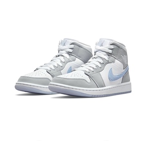 air jordan 1 mid "wolf grey"女款冰蓝烟灰