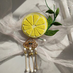 汉服配饰柠檬味发夹可爱水果柠檬发夹不织布发夹 天刀cos配饰