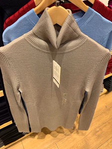 优衣库女装精纺美利奴罗纹两翻领针织衫长袖纯羊毛毛衣439154