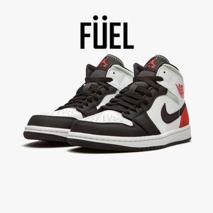 air jordan 1 mid黑白红拼接aj1小union男女中帮篮球鞋852542-100