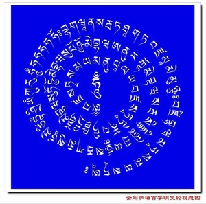 金刚萨锤百字明咒轮观想图 佛教佛像 金属画像 宗教信仰