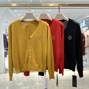莱赛莉丝c2190女装2022春季新款显瘦v领天丝针织衫百搭开衫外套