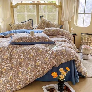 A类母婴级裸睡双层纱四件套床上用品床单柔软碎花套件2米×2米3