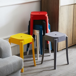 塑料凳子加厚成人家用餐桌高板凳现代简约时尚网红北欧方圆凳椅子