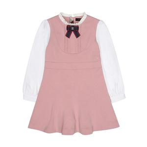 韩国一线童装品牌秋冬女童气质学院风长袖假两件套连衣裙