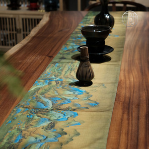 5米茶席点茶桌旗 只此青绿