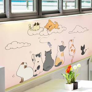 儿童房装饰墙贴纸可爱猫咪墙画幼儿园墙边贴画卡通动漫墙纸自粘
