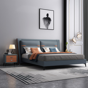 现代极简约休闲床轻奢风格1.8米科技布艺床意式网红爆款林氏木业