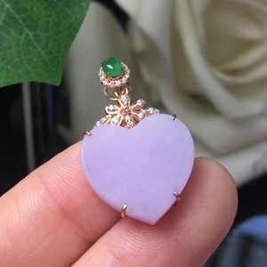 心形翡翠吊坠18k