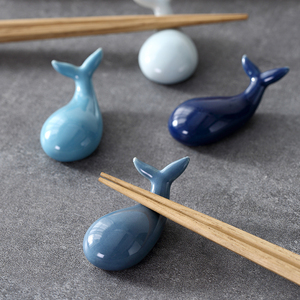 创意可爱陶瓷家用鲸鱼款筷子架个性筷子托筷架筷枕勺子托餐具摆台