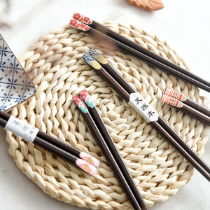 环保家用实木筷子日式樱花指甲尖头筷子 创意情侣对筷红木筷子