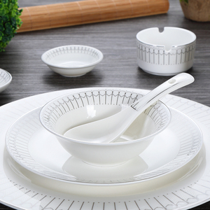 中式星级酒店用品摆台餐具四件套陶瓷包厢摆盘碗盘碟套装火树银花