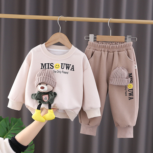 婴儿衣服春季可爱超萌纯棉卫衣8分体9套装10个月一岁男宝宝春秋装