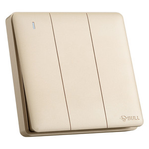 公牛开关86型暗装家用3联墙壁电源开关面板三开双控玫瑰金正品g28