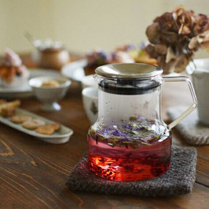 日本KINTO Cast耐热玻璃带过滤网茶壶茶具不锈钢壶盖花茶红茶壶