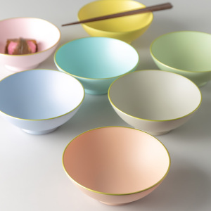 日本进口耐热树脂饭碗汤碗金边日式传统色家用小碗简约创意餐碗