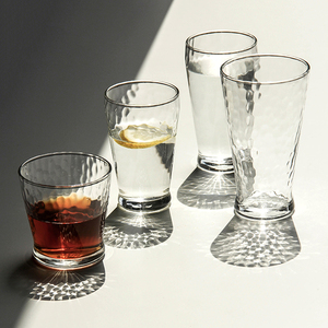 日本进口石塚硝子锤目纹玻璃杯冷水杯威士忌酒杯日式饮料杯柠檬杯