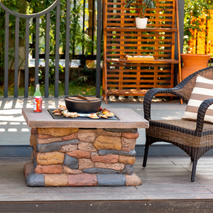 户外烧烤桌庭院别墅烧烤台烤肉花园取暖火盆家用碳烤碳生蚝烧烤炉