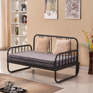 简约现代多功能金属双人客厅家用坐卧两用床铁艺小户型折叠沙发床