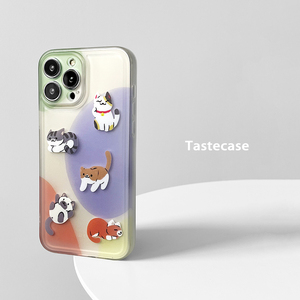 Tastecase高级感可爱彩色猫咪适用苹果iPhone15ProMax手机壳14创意有趣13小众12全包艺术防摔保护壳