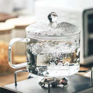 凉小词可明火加热高硼硅玻璃锅泡面杯玻璃碗耐高温带盖带把煮茶杯