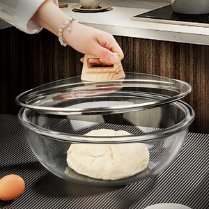 耐高温钢化玻璃和面盆带盖发面盆家用活面揉面加深透明碗厨房盆子