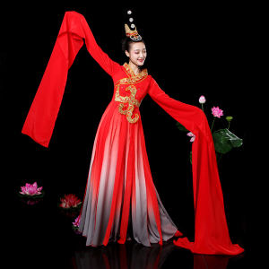 新款民族风舞蹈服装飘逸古典舞演出服古装汉服水袖舞惊鸿舞成人女