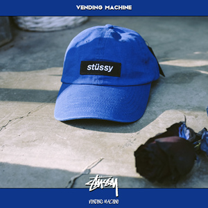 stussy patchlo潮牌蓝色刺绣男女通款夏季弯檐鸭舌可调节帽球帽子