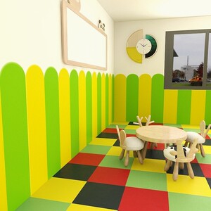 幼儿园软包墙裙自粘儿童房防撞墙贴早教防水墙围纯色护墙纸泡沫垫