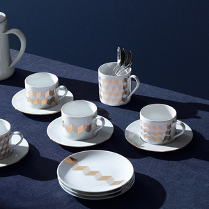 英国进口LSA北欧描金陶瓷咖啡杯碟套装 英式下午茶餐具马克杯礼盒
