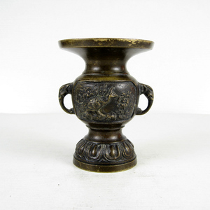 日本回流老铜件旧铜器工艺品摆摄影古玩二手洋货 花瓶花觚V49