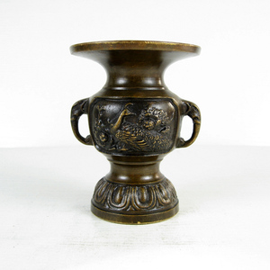日本回流老铜件旧铜器工艺品摆摄影古玩二手洋货 花瓶花觚V70