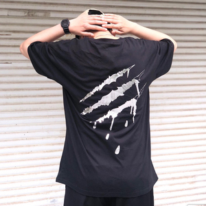 联名ssurplus血爪抓痕脱落印花短袖半袖男潮牌情侣t恤丁程鑫同款