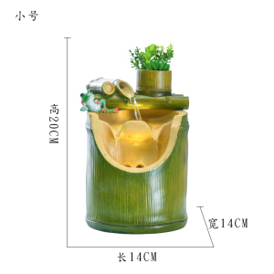 现代简约竹子办公室内招财风水轮客厅创意假山流水喷泉加湿器摆u.