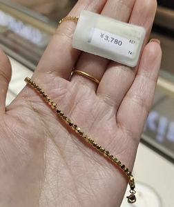 周大福代购黄金手链22k小方块冰糖手链蹦迪珠爆闪链子专柜正品