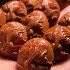 橄榄核雕手串 金玉满堂 金鱼手串 大铁核老籽 苏工纯手工雕刻