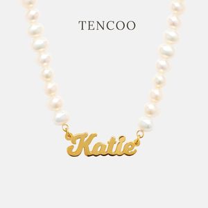 TENCOO【Jennie同款】个性化定制英文名字珍珠项链欧美风淡水珍珠