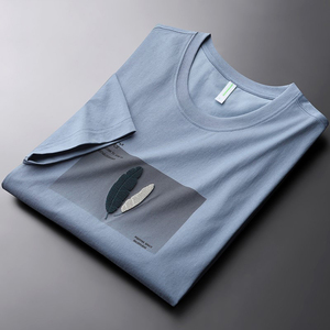 潮流冰丝短袖t恤男士夏季薄款韩版丝光棉半袖圆领修身冰感上衣服