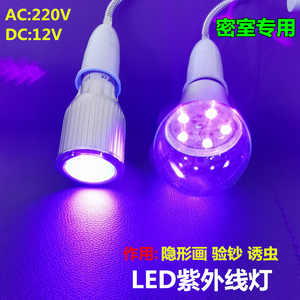 低压DC12V24VLED光灯泡紫外线荧0光笔隐形笔验紫钞密室E2740397nm