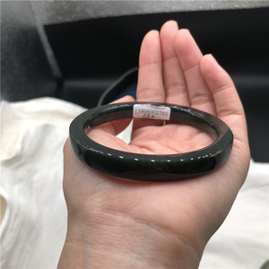 新疆和田玉塔青一细料墨玉手镯女款a货平安手镯青玉细手镯子