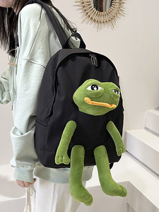 小学生书包女个性搞怪可爱青蛙玩偶双肩包韩版大容量高中学生背包