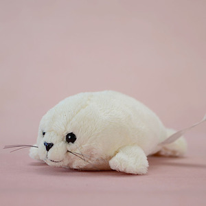 外贸尾单出口加拿大毛绒玩具趴姿超柔白色小海豹公仔玩偶