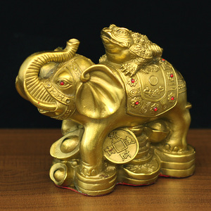 大象背金蟾纯铜家居招财聚财摆件风水用品财象客厅工艺品商务礼品