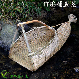 湘西手工竹编灯罩捕鱼笼酒店餐厅装饰道具篓中式灯罩艺术客厅摆件